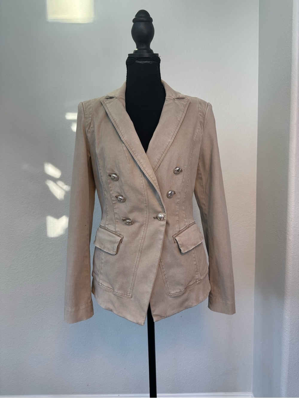 White House Black Market Beige Double Breasted Blazer Size 0